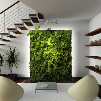 Fitostena με φωτισμό σε εσωτερικό χώρο