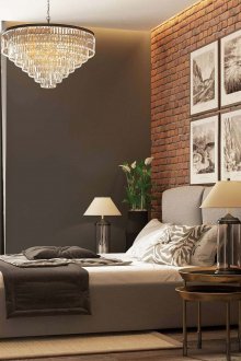 Κόκκινο τούβλο στο εσωτερικό ενός σύγχρονου υπνοδωματίου