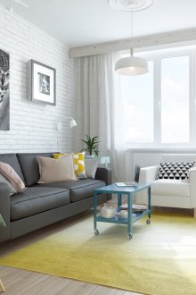 Λευκό τούβλο σε σκανδιναβικό εσωτερικό