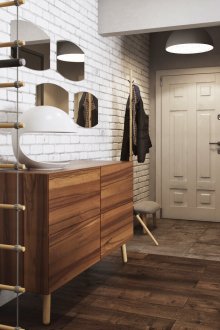 Λευκό τούβλο στο σχεδιασμό του διαδρόμου