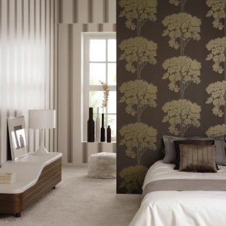 Καφέ ταπετσαρία στο υπνοδωμάτιο