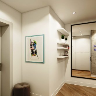 Εικόνα που απεικονίζει ένα σκυλί στο διάδρομο