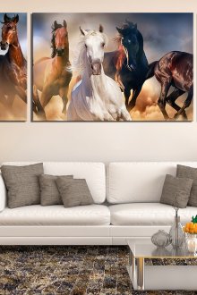 Πανοραμική εικόνα που απεικονίζει άλογα στο εσωτερικό