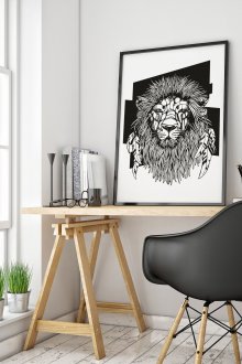 Αφίσα με λιοντάρι στην επιφάνεια εργασίας