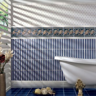 Μπλε vintage κεραμίδι στο μπάνιο