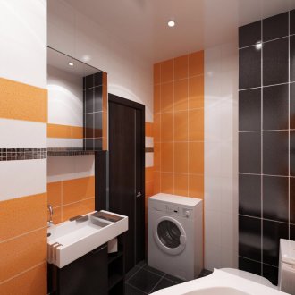Oranje tegel in het avant-garde interieur