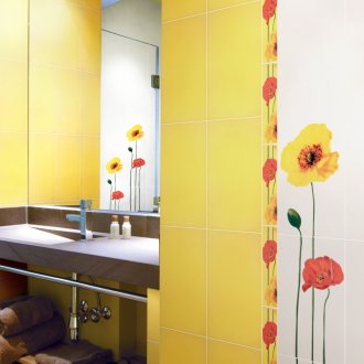 Κίτρινο κεραμίδι με παπαρούνες