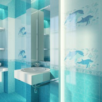 Μπλε κεραμίδι με δελφίνια