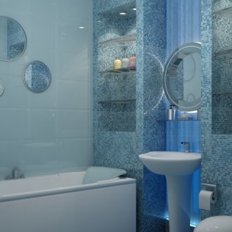 Μπλε μωσαϊκό στο μπάνιο