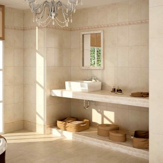 Μπεζ κεραμίδι στο μπάνιο