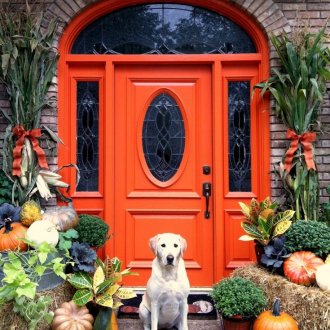 Φθινόπωρο διακόσμηση της μπροστινής πόρτας