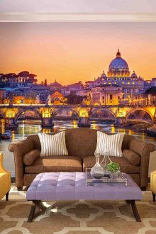 3d wallpaper στο εσωτερικό με την εικόνα της βραδινής πόλης