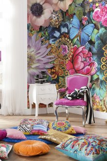 Κομψή ζωντανή floral 3d ταπετσαρία