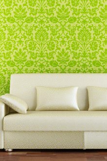 Καθιστικό με πράσινο μοτίβο 3d ταπετσαρία