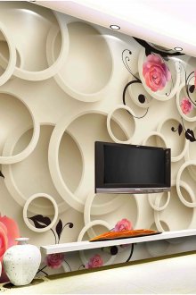 Αφηρημένη 3d μπεζ και ροζ ταπετσαρία