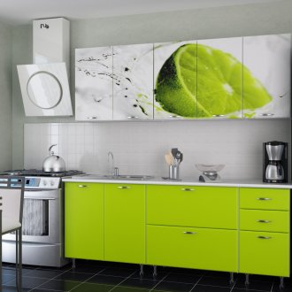 Κουζίνα με ζωηρή εκτύπωση φωτογραφιών με ασβέστη