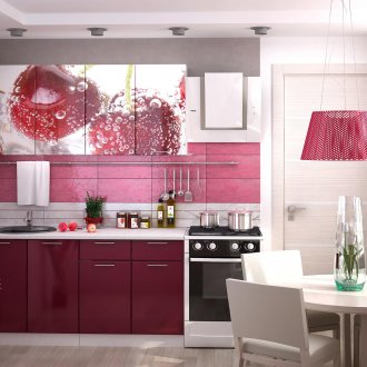 Κουζίνα με έντονα κερασιά