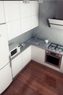 Brown laminate σε μια μικρή κουζίνα