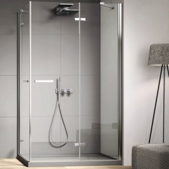 Ντουζιέρα γωνίας με πόρτα εκκρεμούς