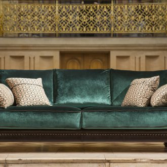 Καναπές με συνδυασμένες δερμάτινες και βελούδινες ταπετσαρίες