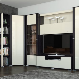 Μαύρο και άσπρο γωνιακό τοίχο στο σαλόνι