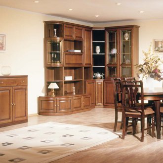 Δρύινο γωνιακό τοίχο στο σαλόνι