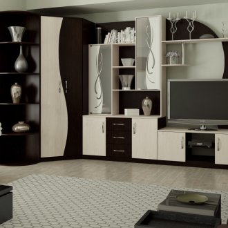 Wenge γωνιακό τοίχο και λευκασμένη βελανιδιά