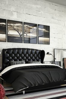 Μαύρο έπιπλα σοφίτας στο υπνοδωμάτιο