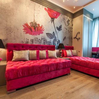 Ροζ καναπές χωρίς μπράτσα