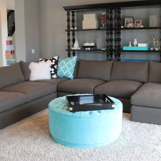 Τυρκουάζ γκρι καναπές