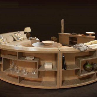 Ημικυκλική καναπέ με ράφια