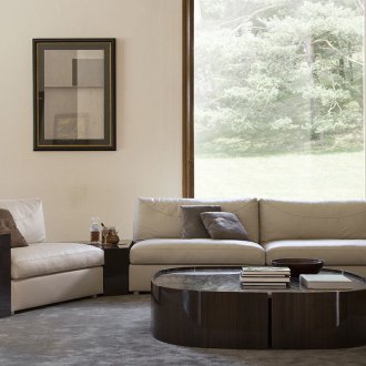 Καναπές με ράφια και τραπέζι