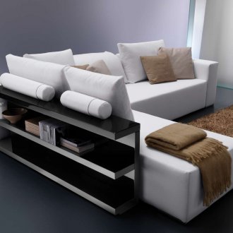 Γωνιακός καναπές με ράφια