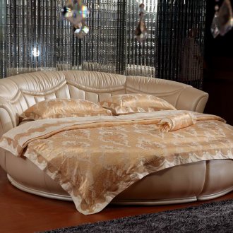 Beige oval bed