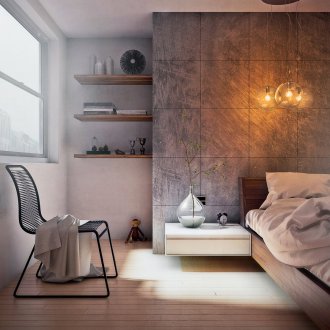 Σκυρόδεμα τοίχο στην κρεβατοκάμαρα