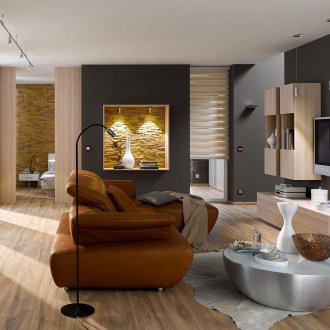 Εσώρουχα που αντιμετωπίζει διακοσμητική πέτρα στο σαλόνι