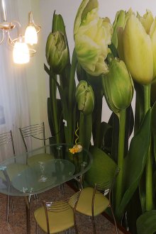 Floral 3d ταπετσαρία στην κουζίνα