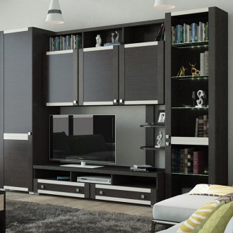 Wenge τοίχο καπλαμά στο καθιστικό