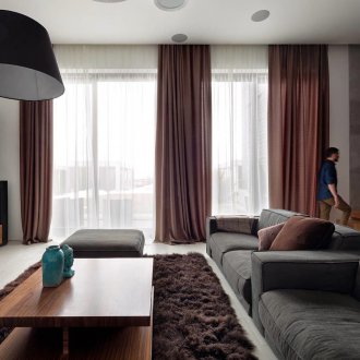 Καφέ κουρτίνες από λινό