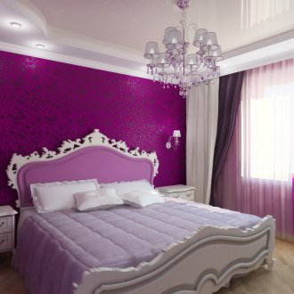 Combined ceiling in the bedroom