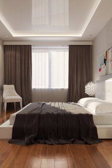Stretch ceiling with backlight in the bedroom