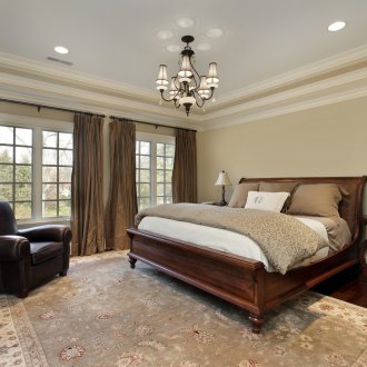 Stretch two-level ceiling in the bedroom