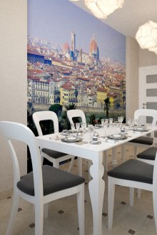 3d ταπετσαρία με την εικόνα της πόλης στην κουζίνα