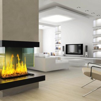 Όμορφο μοντέρνο τζάκι σε ένα μινιμαλιστικό εσωτερικό