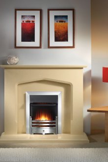 Μπεζ τζάκι σε αντίθεση σχεδιασμό δωμάτιο