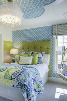 Μπλε ταπετσαρία στην οροφή