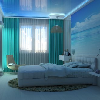 Μπλε οροφή στο υπνοδωμάτιο