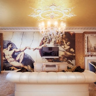 Φωτογραφικό χαρτί σε σαλόνι σε κλασικό στυλ.