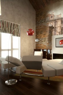 Τοιχογραφία στο σαλόνι με την εικόνα της παλιάς πόλης