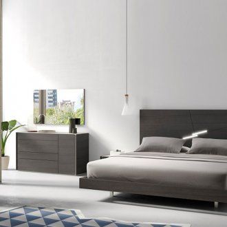 Wenge κρεβάτι με γκρι τόνο